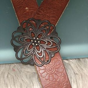 Candies Leather Embossed Boho Belt with Buckle